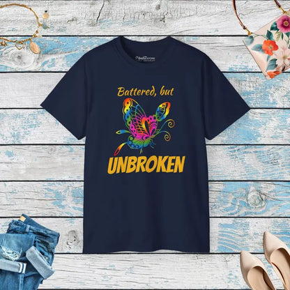 Battered but Unbroken Butterfly Ultra Cotton Tee - Navy / s T-shirt