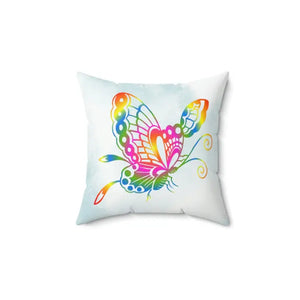 Polyester Square Pillow Colorful Butterflies Vibrant Decor - Dipaliz - 14’’ × - Throw Pillows
