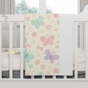 Butterfly Garden Baby Blanket – Pastel Fleece - Dipaliz - Blankets