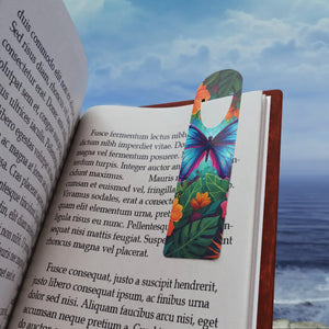 Butterfly Garden Bookmark - Colorful Floral Metal with Blue - Bookmarks
