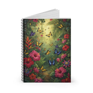 Butterfly Garden Spiral Notebook - Ruled Journal with Tropical Floral Cover - Journals
