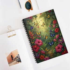 Butterfly Garden Spiral Notebook - Ruled Journal with Tropical Floral Cover - Journals