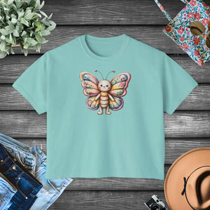 Butterfly Graphic Boxy Tee Ring-spun Cotton Comfort - Dipaliz - Chalky Mint / s - T-shirts