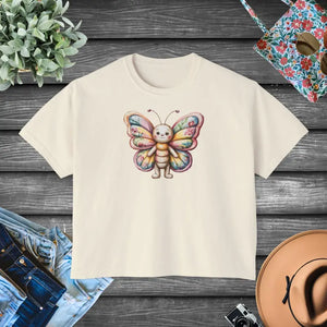 Butterfly Graphic Boxy Tee Ring-spun Cotton Comfort - Dipaliz - Ivory / s - T-shirts