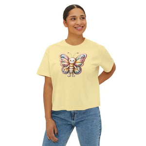 Butterfly Graphic Boxy Tee Ring-spun Cotton Comfort - Dipaliz - T-shirts