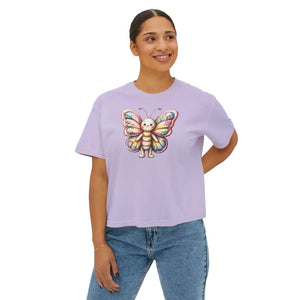 Butterfly Graphic Boxy Tee Ring-spun Cotton Comfort - Dipaliz - T-shirts