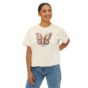 Butterfly Graphic Boxy Tee Ring-spun Cotton Comfort - Dipaliz - T-shirts