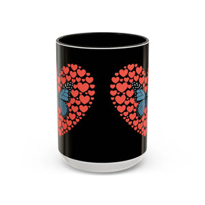 Vibrant Butterfly Hearts Mug Ceramic Drinkware - Dipaliz - Mugs