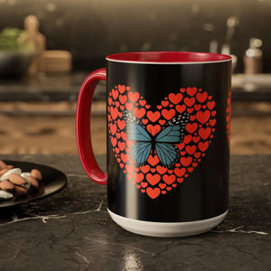 Vibrant Butterfly Hearts Mug Ceramic Drinkware - Dipaliz - Mugs