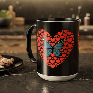 Vibrant Butterfly Hearts Mug Ceramic Drinkware - Dipaliz - Mugs