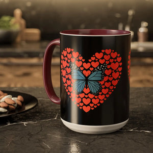 Vibrant Butterfly Hearts Mug Ceramic Drinkware - Dipaliz - Mugs
