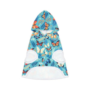 Butterfly Pattern Cat Hoodie White Rib - Trendy Feline Fashion - Dipaliz - Pet Hoodies