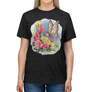 Soft Triblend Tee - Butterfly with Spring Flowers - Dipaliz - T-shirts