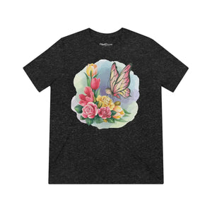 Soft Triblend Tee - Butterfly with Spring Flowers - Dipaliz - T-shirts