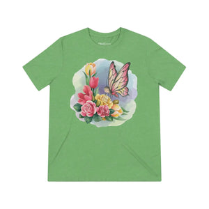 Soft Triblend Tee - Butterfly with Spring Flowers - Dipaliz - T-shirts