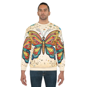 Unisex Sweatshirt Crew Neck Butterfly Print Cut - Dipaliz - Sweatshirts
