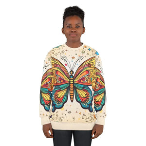 Unisex Sweatshirt Crew Neck Butterfly Print Cut - Dipaliz - Sweatshirts
