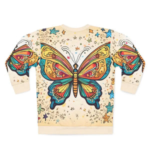 Unisex Sweatshirt Crew Neck Butterfly Print Cut - Dipaliz - Sweatshirts