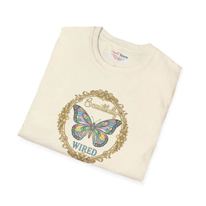Butterfly Wired T-shirt - Vintage Floral Frame Graphic Tee - T-shirts