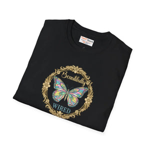 Butterfly Wired T-shirt - Vintage Floral Frame Graphic Tee - T-shirts