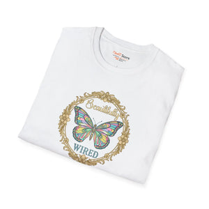 Butterfly Wired T-shirt - Vintage Floral Frame Graphic Tee - T-shirts