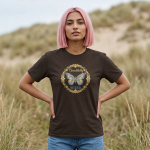 Butterfly Wired T-shirt - Vintage Floral Frame Graphic Tee - T-shirts