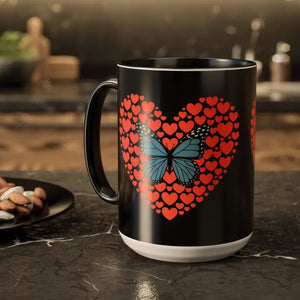 Butterfly Hearts Mug - Cozy Vibrant Ceramic Cup - Dipaliz - Mugs