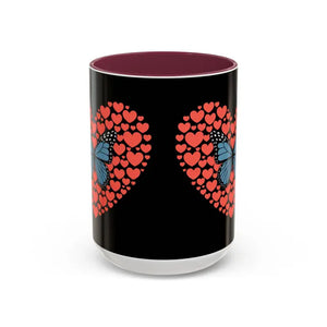 Butterfly Hearts Mug - Cozy Vibrant Ceramic Cup - Dipaliz - 15oz / Maroon - Mugs