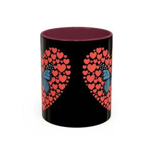 Butterfly Hearts Mug - Cozy Vibrant Ceramic Cup - Dipaliz - 11oz / Maroon - Mugs