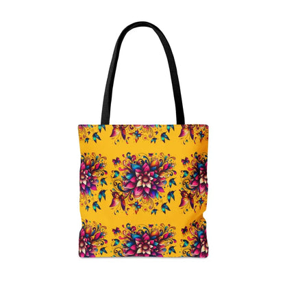 Buzzy Blossoms Yellow Tote: Flaunt Large Vibrant Flowers - Bags