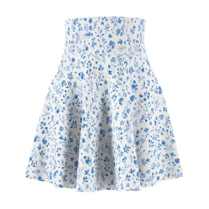 Capri Blue Micro Floral Skater Skirt - Movement Essential - Dipaliz - All Over Prints
