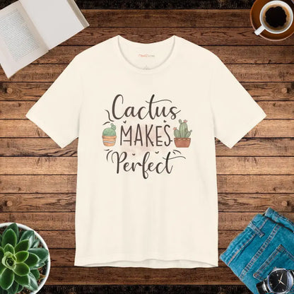 Rock your Style: Cactus Makes Perfect T-shirt Revolution - Natural / s T-shirt