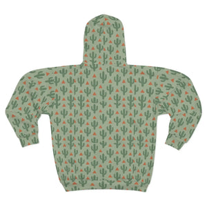 Cactus Print Unisex Zip Hoodie Cozy Layer Eco-friendly Fashion Great for Casual Outings Perfect Gift Nature Lovers