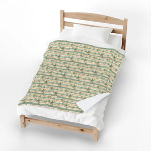 Cactus Stripe Velveteen Plush Blanket - Cozy Desert Throw - Dipaliz - Home Decor