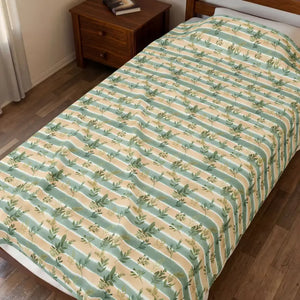 Cactus Stripe Velveteen Plush Blanket - Cozy Desert Throw - Dipaliz - Home Decor