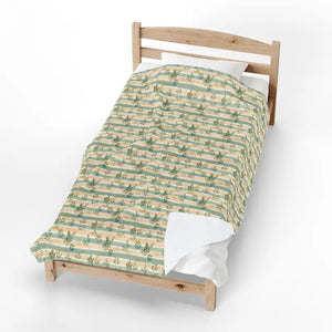 Cactus Stripe Velveteen Plush Blanket - Cozy Desert Throw - Dipaliz - Home Decor