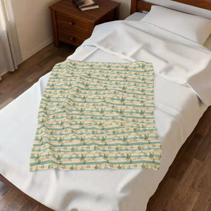 Cactus Stripe Velveteen Plush Blanket - Cozy Desert Throw - Dipaliz - Home Decor