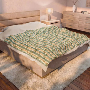 Cactus Stripe Velveteen Plush Blanket - Cozy Desert Throw - Dipaliz - 60’’ × 80’’ - Home Decor