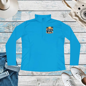 California Ladies Quarter Zip Pullover Stylish Comfort - Dipaliz - Atomic Blue / s - Sweatshirts