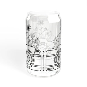 Wildflower Sipper Glass 16oz - Gasket-push Bamboo Lid - Dipaliz - Tumblers