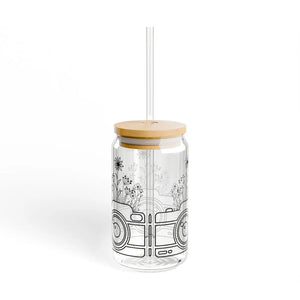 Wildflower Sipper Glass 16oz - Gasket-push Bamboo Lid - Dipaliz - Tumblers