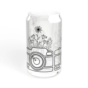 Wildflower Sipper Glass 16oz - Gasket-push Bamboo Lid - Dipaliz - Tumblers