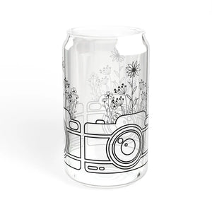 Wildflower Sipper Glass 16oz - Gasket-push Bamboo Lid - Dipaliz - Tumblers