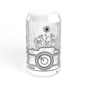 Wildflower Sipper Glass 16oz - Gasket-push Bamboo Lid - Dipaliz - Tumblers
