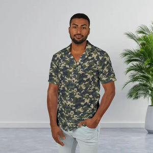 Hawaiian Camp Shirt - Camo Print Summer Style - Dipaliz - Xs - Button