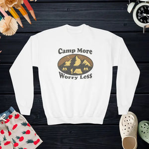 Youth Camping Sweatshirt - Outdoor Adventure Crewneck - Dipaliz - White / Xs - Sweatshirts