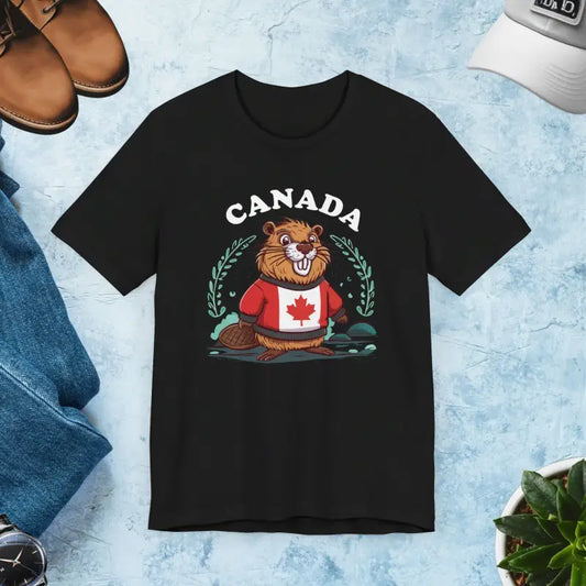 Celebrate Canada Day: Beaver Unisex Jersey Short Sleeve Tee - Black / s T-shirt