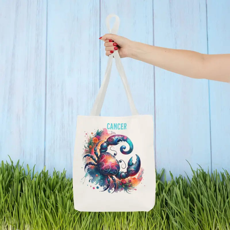 Cancer Zodiac Tote Bag with Black Cotton Handles - Three Sizes Available - 13’’ × / White Bags