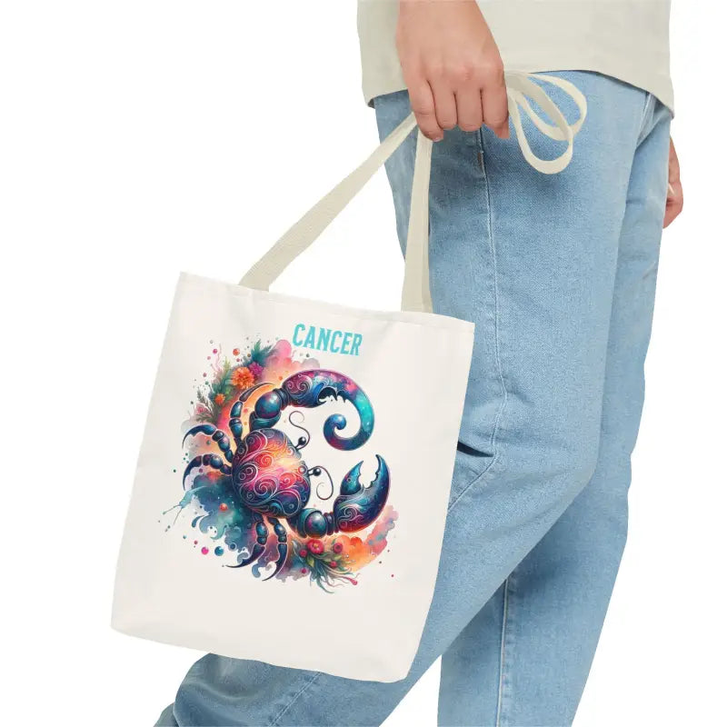 Cancer Zodiac Tote Bag with Black Cotton Handles - Three Sizes Available - Bags