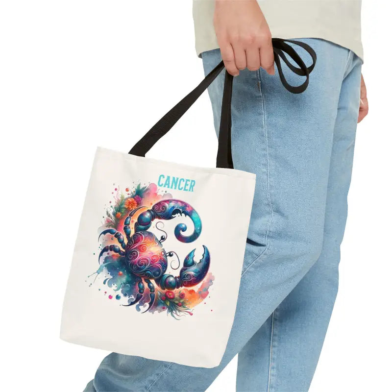 Cancer Zodiac Tote Bag with Black Cotton Handles - Three Sizes Available - Bags